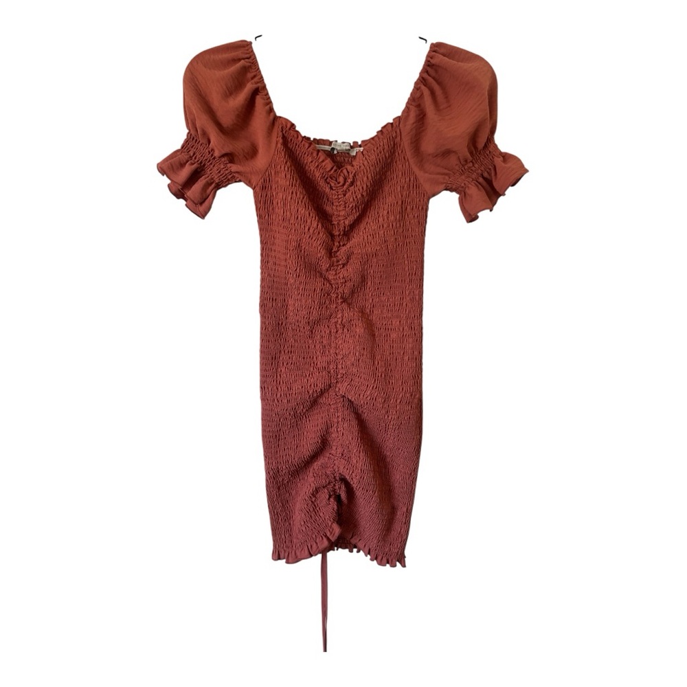 Women's Smocked Bodycon Off Shoulder Puff Short Sleeve Mermaid Dress